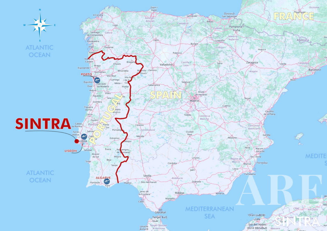 Sintra está convenientemente ubicada a sólo media hora del aeropuerto de Lisboa.
